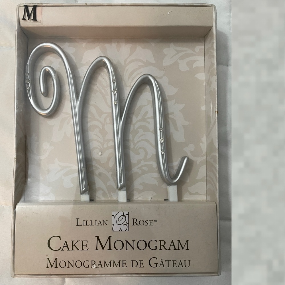 LILLIAN ROSE Letter M CAKE MONOGRAM Rhinestone Topper Decoration